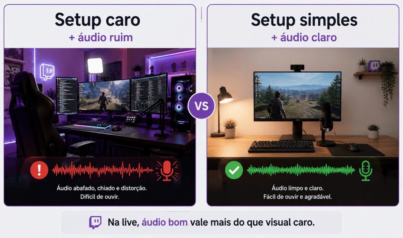 03 - comparação simples entre setup caro + áudio ruim e setup simples + áudio claro